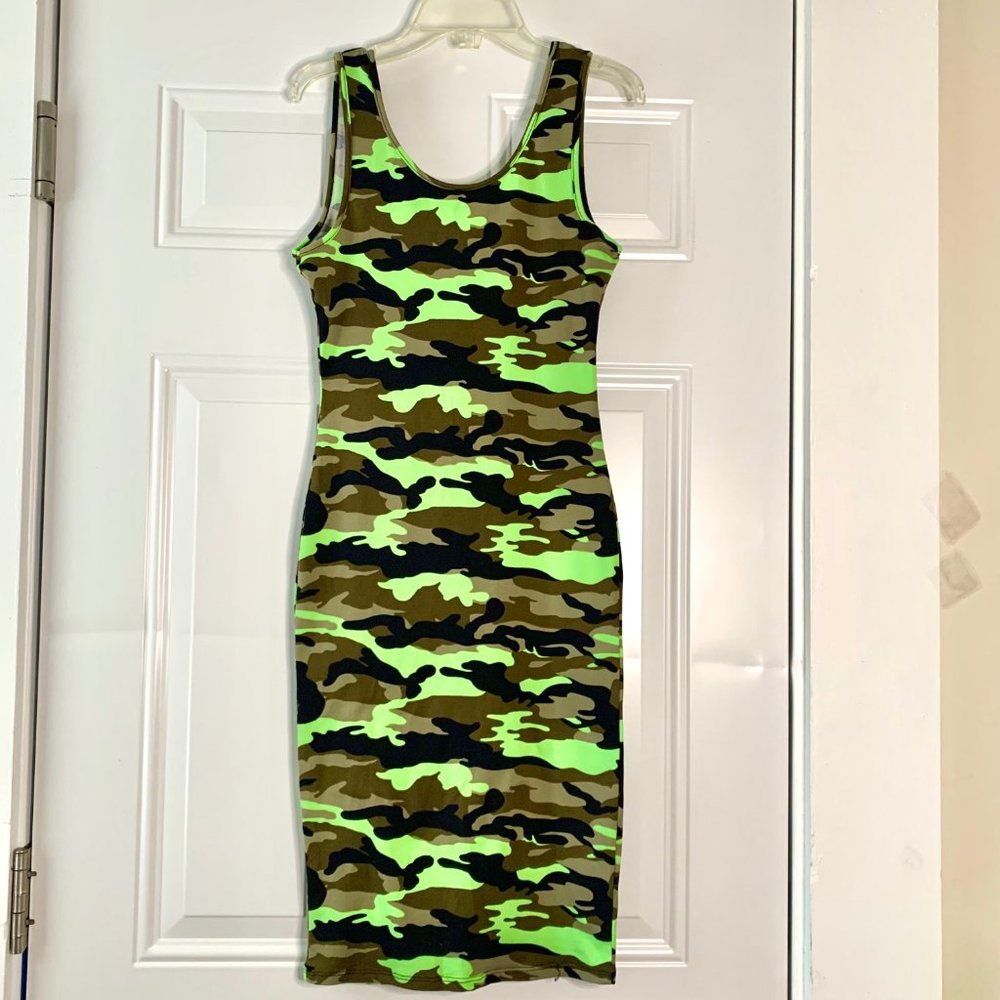 Absolutely It Camo Print Summer Beach Sleeveless Stretchy Thin Tank Dress